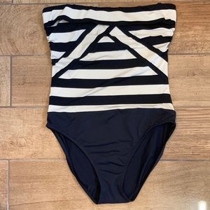 La Blanca striped black and cream swimsuit